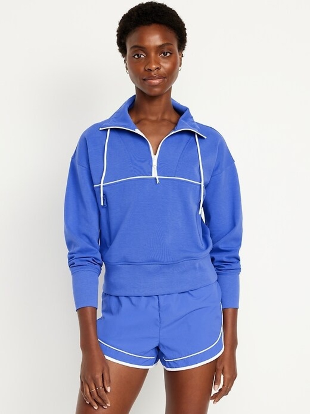 NWOT Old Navy Women’s Dynamic Fleece Half Zip Sweatshirt Crayon Blue Size Large